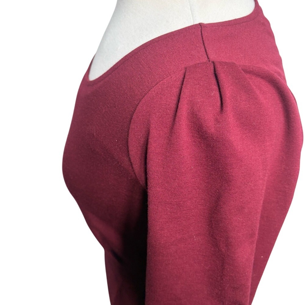 Banana Republic Burgundy Puff Shoulder Sheath Dress Work Party Maroon Size 6 - Picture 6 of 11
